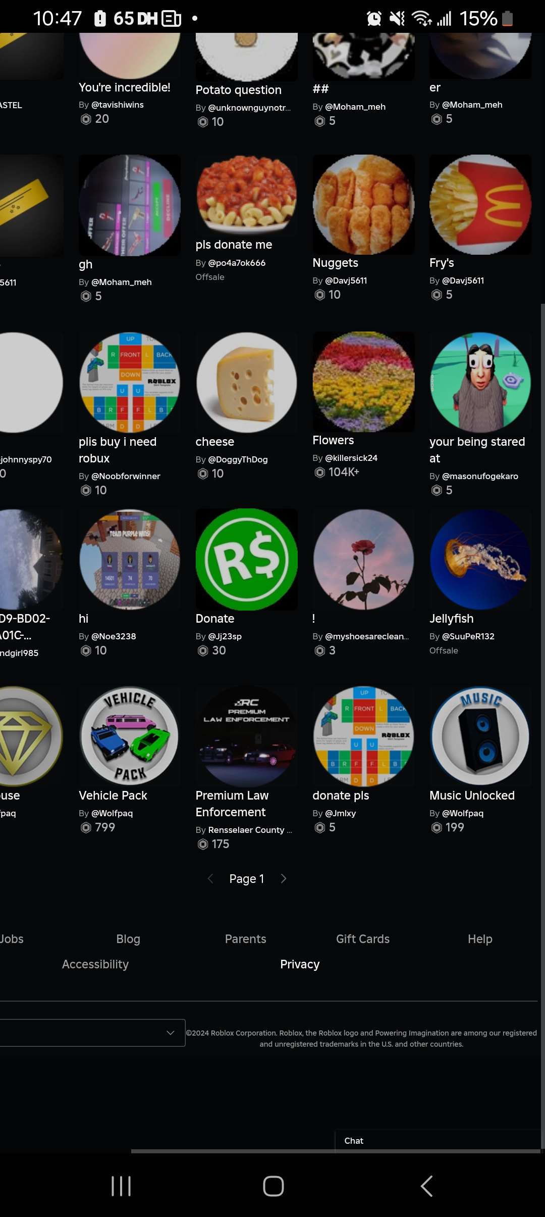 Game account sale Roblox